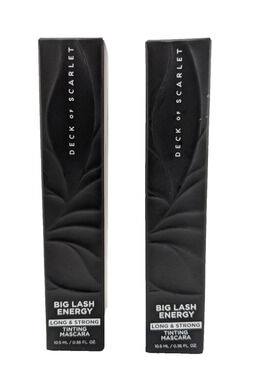 2x DECK OF SCARLET ~ BIG LASH ENERGY TINTING MASCARA ~ BLACK ~ 0.36oz Each Boxed